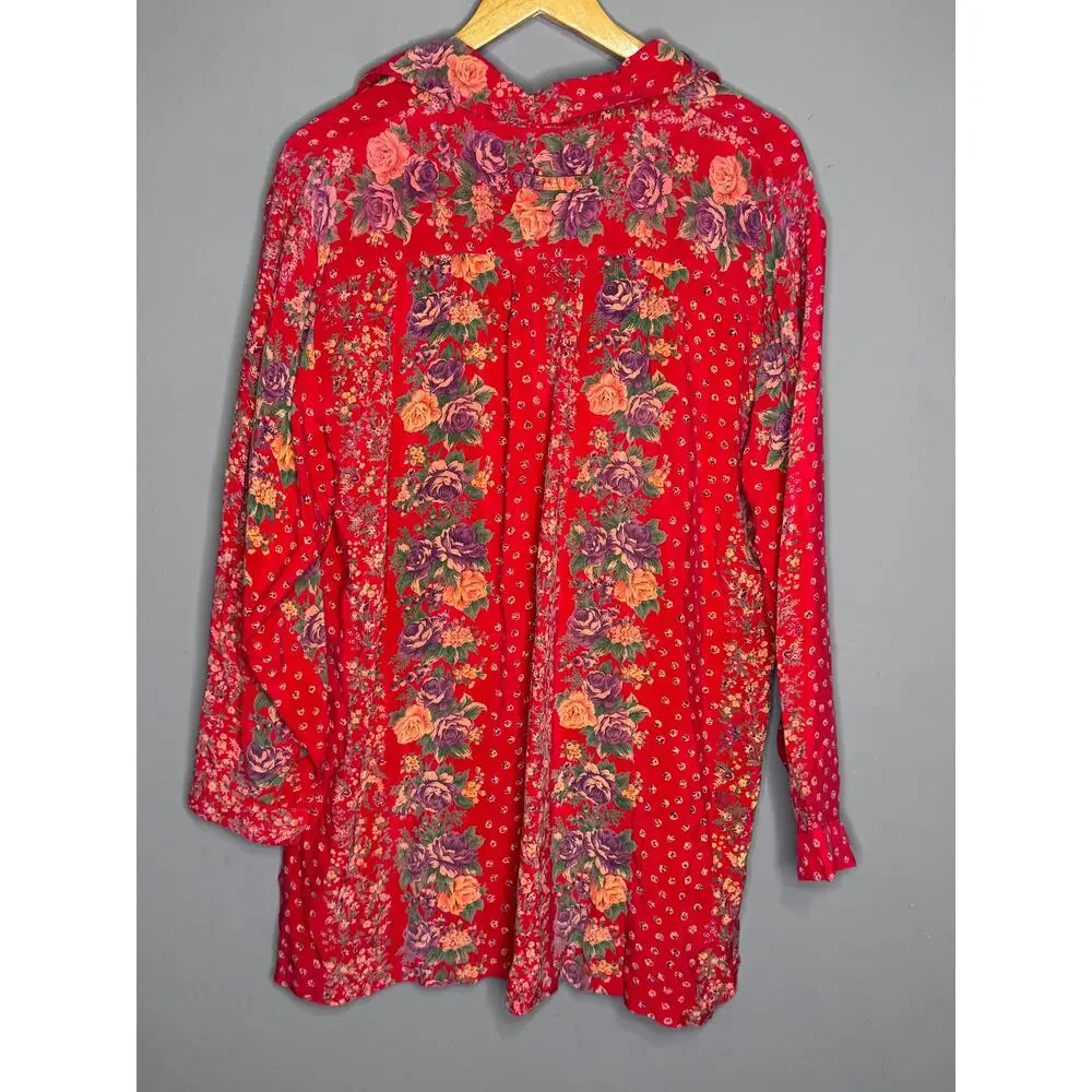 Unbranded Red/Purple & Green Women's Long Sleeve Button Down Blouse. - Picture 5 of 5